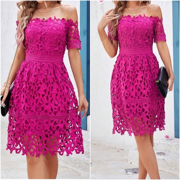 Luxe Embroidered Off Shoulder Party Evening Dress - Picture 1 of 8